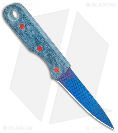 John Gray Knives Custom Fixed Blade Steak Knife Blue Terotuf (3.5" Graytanium) - Image 2
