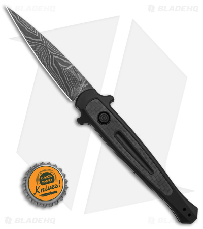 Kershaw Launch 8 Stiletto Automatic Knife Black/CF (3.6" Damascus) - Image 4