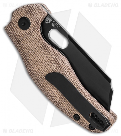 Kizer Mini Sheepdog C01C Liner Lock Natural Canvas Micarta (2.6" Black 10V) - Image 3