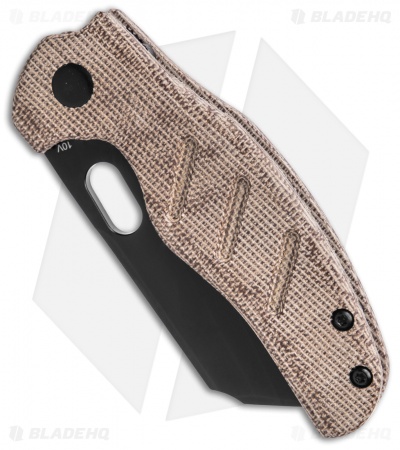 Kizer Mini Sheepdog C01C Liner Lock Natural Canvas Micarta (2.6" Black 10V) - Image 2