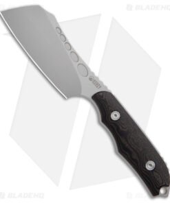 Kubey Aiden Cleaver Fixed Blade Knife Black Micarta w/ Leather Sheath (3.75" BB)