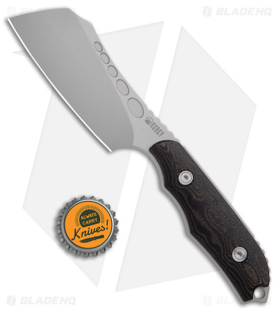 Kubey Aiden Cleaver Fixed Blade Knife Black Micarta w/ Leather Sheath (3.75" BB) - Image 4