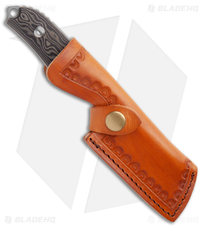 Kubey Aiden Cleaver Fixed Blade Knife Black Micarta w/ Leather Sheath (3.75" BB) - Image 3