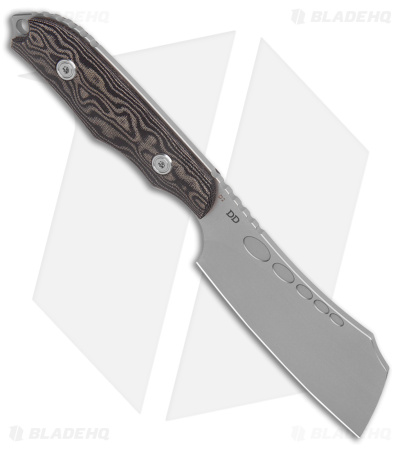 Kubey Aiden Cleaver Fixed Blade Knife Black Micarta w/ Leather Sheath (3.75" BB) - Image 2