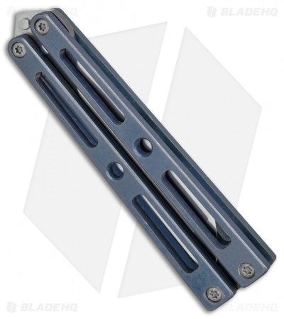VMX Vallotton/Maverick Balisong Butterfly Knife Blue/Bronze Ti (4.25" Satin) - Image 3