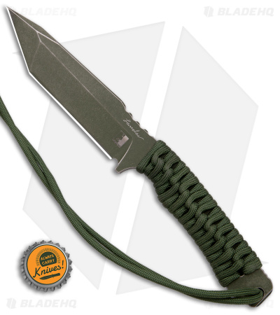 Landau Custom Angryman Fixed Blade Knife Green Paracord (5.1" Cerakote Green) - Image 4