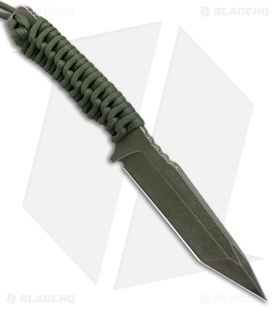 Landau Custom Angryman Fixed Blade Knife Green Paracord (5.1" Cerakote Green) - Image 2