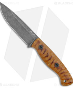 Landau Custom Bushcraft Fixed Blade Knife Vintage Micarta (4.5" Acid Wash)