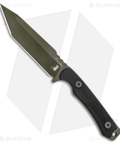 Landau Custom Angryman Fixed Blade Knife Black G-10 (5.1" Cerakote Green)