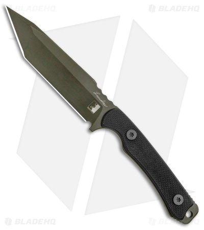 Landau Custom Angryman Fixed Blade Knife Black G-10 (5.1" Cerakote Green)