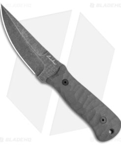 Landau Knives Custom LS2 Fixed Blade Knife - Gray Micarta (3.75" Acid Wash)