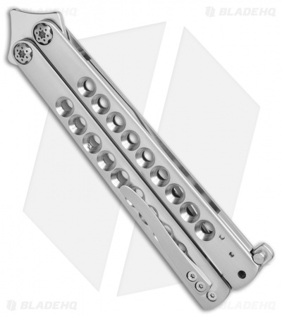 Les Voorhies Custom Knives Balisong Butterfly Knife Titanium (4.1" Satin) - Image 2