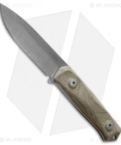 LionSteel Bushcraft B41 Fixed Blade Knife Green Micarta (4" Stonewash)