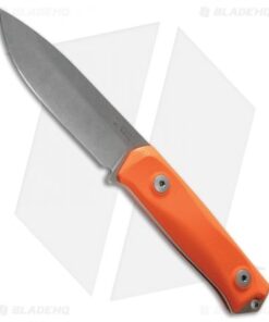 LionSteel Bushcraft B41 Fixed Blade Knife Orange G-10 (4" Stonewash)