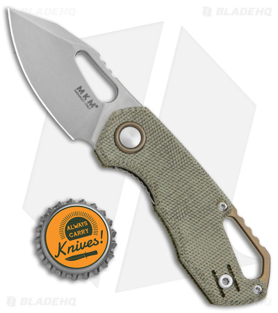 MKM Exclusive Isonzo Clip Point Liner Lock Knife Green Micarta (2.25" Stonewash) - Image 4