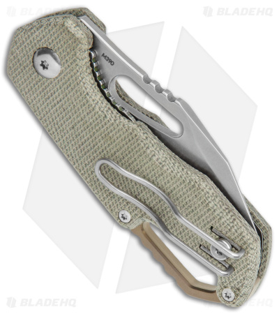 MKM Exclusive Isonzo Clip Point Liner Lock Knife Green Micarta (2.25" Stonewash) - Image 3