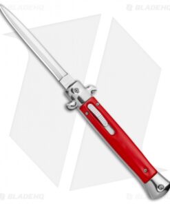 Mago 11" Italian Stiletto OTF Automatic Knife Red/Polished (Satin Dagger)