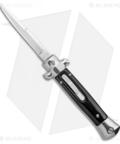 Mago 9" Italian Stiletto OTF Automatic Knife Bayo Black Acrylic (3.75" Polished)