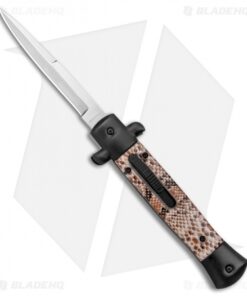 Mago 9" Italian Stiletto OTF Automatic Bayo Black Diamondback (3.8" Satin)