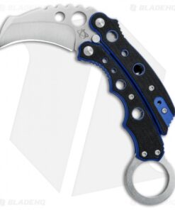 Mantis Vuja De Balisong Karambit Crossover Knife Black/Blue G-10 (2" Satin)
