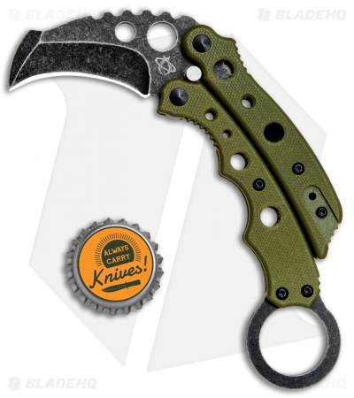 Mantis Vuja De Balisong Karambit Crossover Knife Green G-10 (2" Black SW) - Image 4