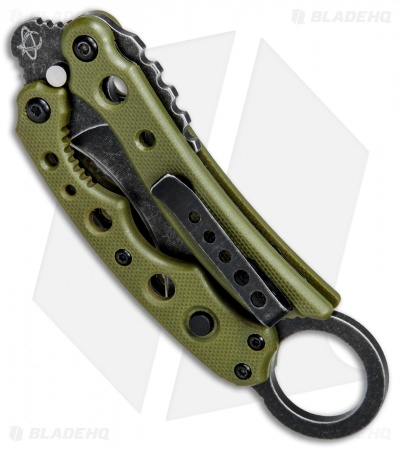 Mantis Vuja De Balisong Karambit Crossover Knife Green G-10 (2" Black SW) - Image 3