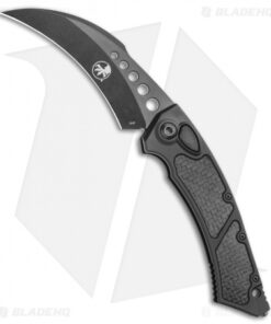 Microtech Signature Series Hawk Auto Knife Black Al. CF Inlay (4" Black DLC)