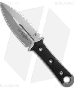 Microtech Borka SBD Dagger Fixed Blade Knife Black G-10 (4.4" Stonewash Serr)