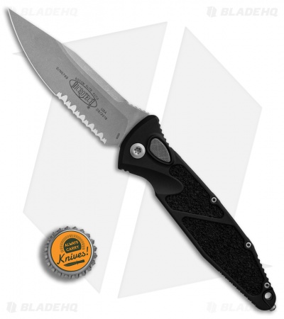 Microtech Socom Elite Automatic Knife Black (4" Apocalyptic Serr) 160A-11AP - Image 4