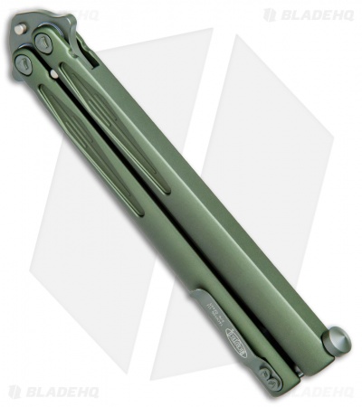 Microtech Tachyon III Balisong Butterfly OD Green (4.5" Sharpened Top Swedge OD) - Image 3