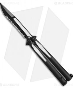 Microtech Tachyon III Balisong Knife Venom (4.5" Black/White Serr) 173-3VM
