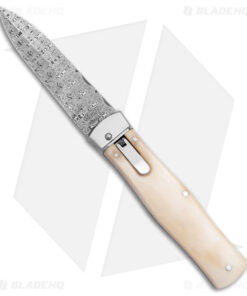 Mikov 241 Predator Lever Lock Automatic Knife White Camel Bone (3.75" Damascus)