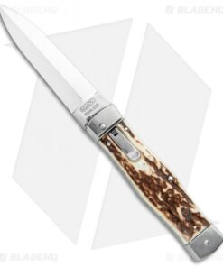 Mikov 241 Predator Double Bolster Leverlock Automatic Knife Stag (3.75" Polish)