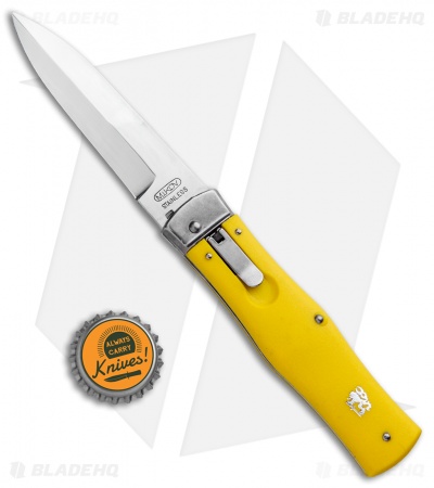 Mikov 241 Predator Lever Lock Automatic Knife Yellow (3.75" Polish) - Image 4
