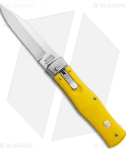 Mikov 241 Predator Lever Lock Automatic Clip Point Knife Yellow (3.75" Polish)