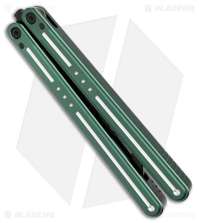Nabalis The Morse Butterfly Balisong Trainer Green Aluminum (3.75" Steel) - Image 2