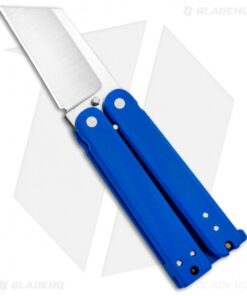 Nathan Dewey Custom Gremlin Mini Balisong Knife Blue G-10 (2" Satin)