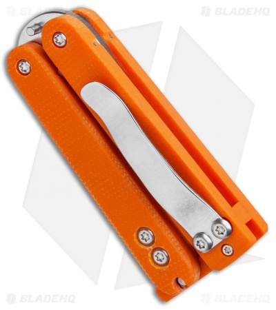 Nathan Dewey Custom Gremlin Mini Balisong Knife Orange G-10 (Satin 1.875") - Image 3