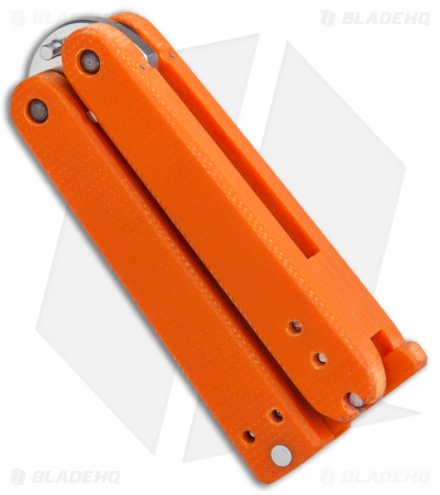 Nathan Dewey Custom Gremlin Mini Balisong Knife Orange G-10 (Satin 1.875") - Image 2