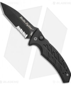 Ontario XM Strike Fighter 2-S Automatic Knife Black Aluminum (3.75" Black Serr)
