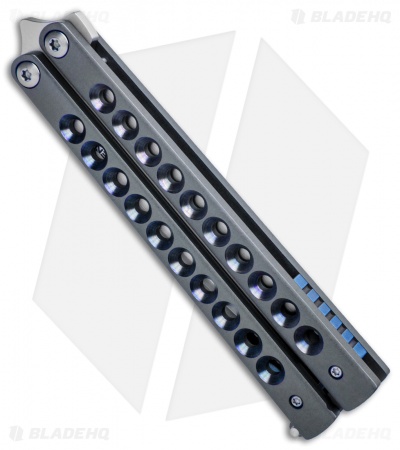Pena Knives Custom Penasong Butterfly Knife Blue Titanium (4.5" Satin) - Image 3
