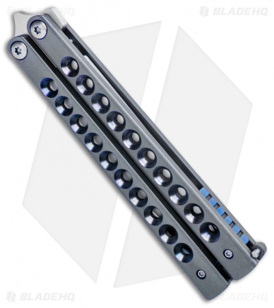 Pena Knives Custom Penasong Butterfly Knife Blue Titanium (4.5" Satin) - Image 2