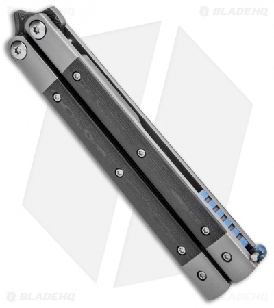 Pena Knives Custom Penasong Butterfly Knife Carbon Fiber/Ti (4.5" Damascus) - Image 2