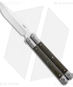 Pena Knives Custom Penasong Butterfly Knife Green Micarta/Titanium (4.5" Satin)