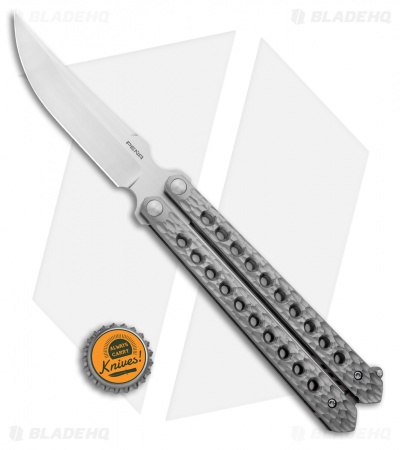 Pena Knives JVO Custom Balisong Butterfly Knife Sculpted Ti (4.3" Satin) - Image 4