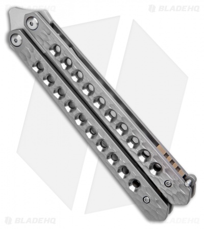 Pena Knives JVO Custom Balisong Butterfly Knife Sculpted Ti (4.3" Satin) - Image 3