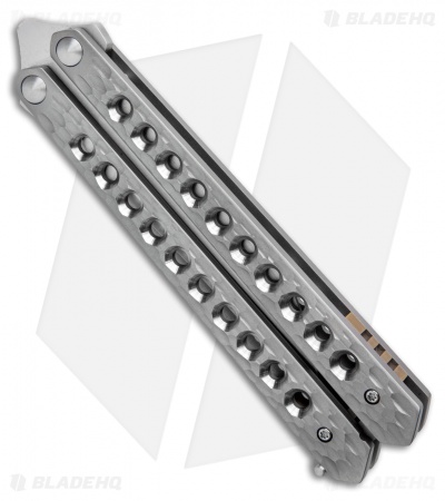 Pena Knives JVO Custom Balisong Butterfly Knife Sculpted Ti (4.3" Satin) - Image 2