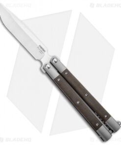 Pena Knives Mid-Tech Penasong Butterfly Knife Green Micarta/Ti (4.5" Satin)