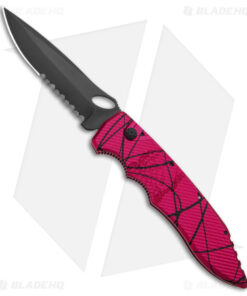 Piranha Mini Predator Tactical Automatic Knife Pink (3.5" Black Serr)