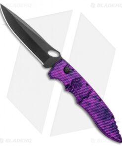 Piranha Mini Predator Plum Purple/Black Tactical Automatic Knife (3.5" Black)